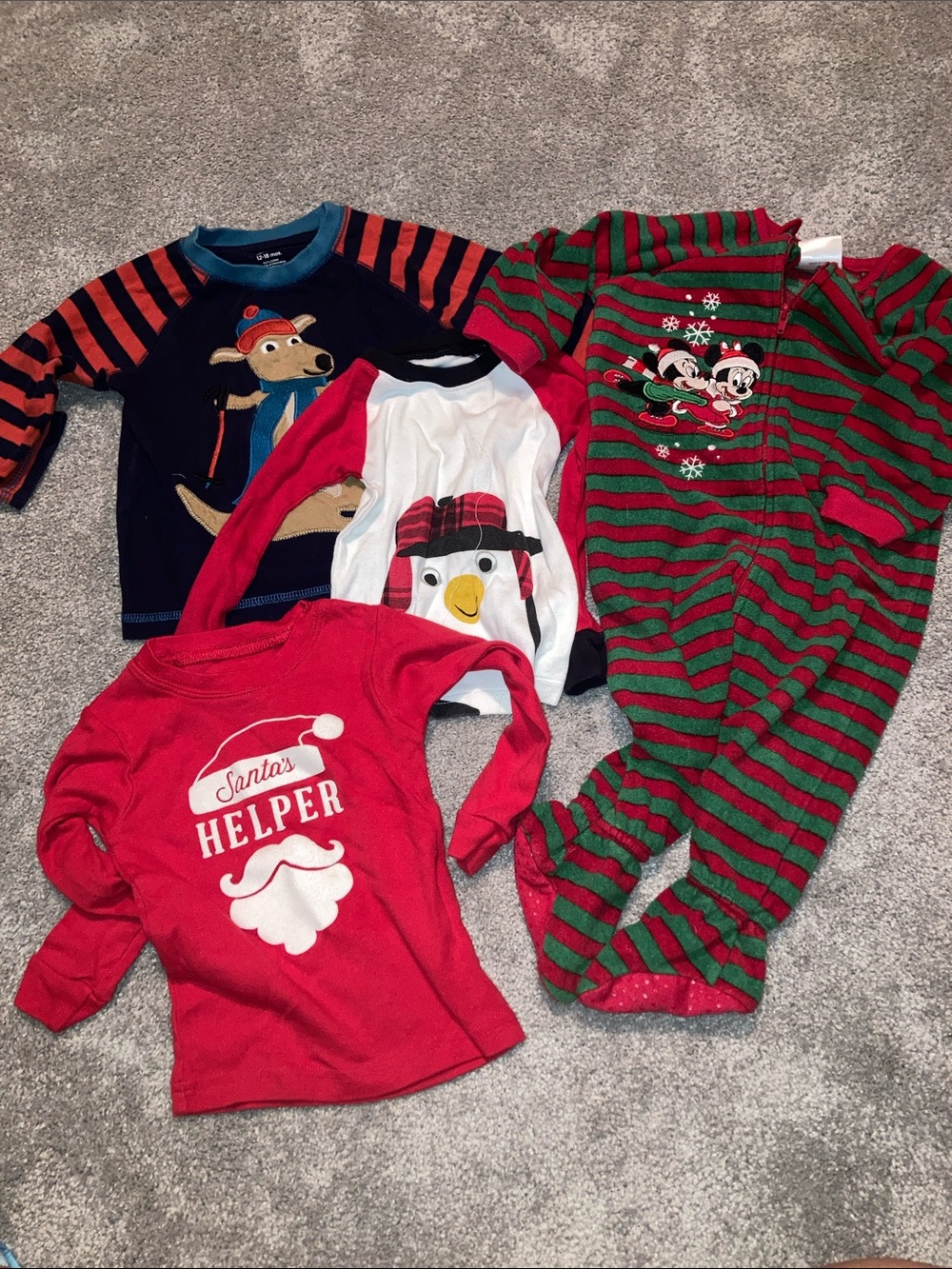 Kids Holiday Pajama Tops - Red, Green & Navy Mix